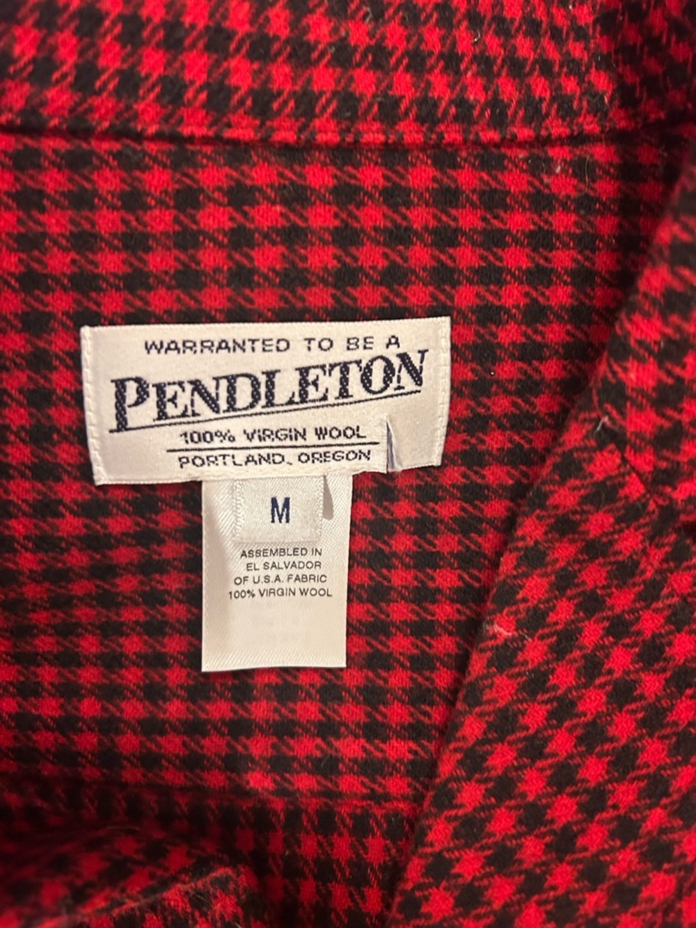 Pendleton Wool Houndstooth Jacket Red Black Button Front Women’s Size M - Picture 5 of 10